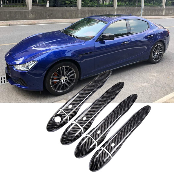 YIWANG Car Door Window Lift Switch Button Trim 4Pcs Accessories For Maserati Levante 2016 2018 Ghibli 2014-2016 Quattroporte 2013-2016 Carbon Fiber 