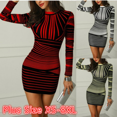 Plus Size, Stripes, Sleeve, women dresses