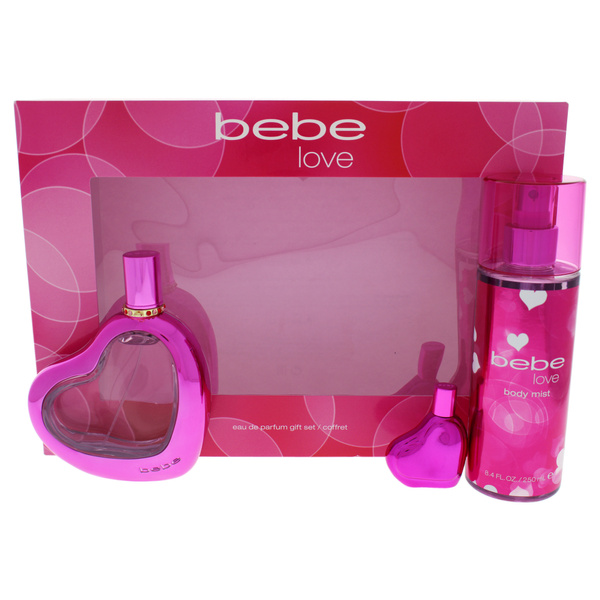 Bebe Love By Bebe For Women 3 Pc Gift Set 3 4oz Edp Spray 0 33oz Edp Splash 8 4oz Body Mist Wish