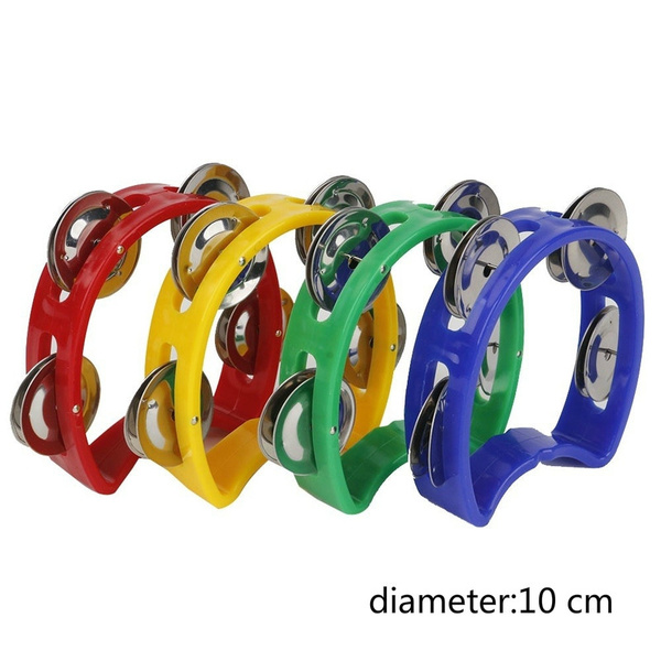 Musical Instrument Hand Tambourine Metal Bell Jingles Plastic Rattle Ball Percussion for Kid
