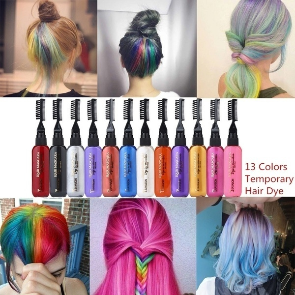 19 Newest Fashion Brand Diy 13 Colors Hair Dye Color Does Not Pain Hair Easy To Clean Non Toxic One Time Temporary Mascara Hair Cream Wish