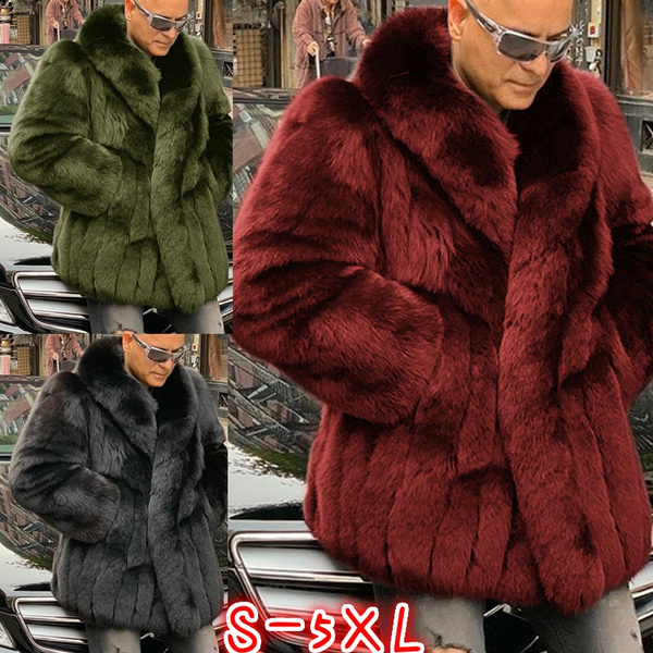 Plus Size Fashion Men Faux Fur Coat, Mens Fur Coat Nyc