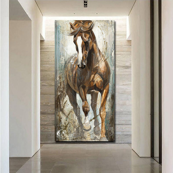 Modern Vertical Canvas Horse Painting Paintings On The Wall Home Decor Posters Prints Pictures Art No Frame Wish - Long Vertical Pictures For Walls