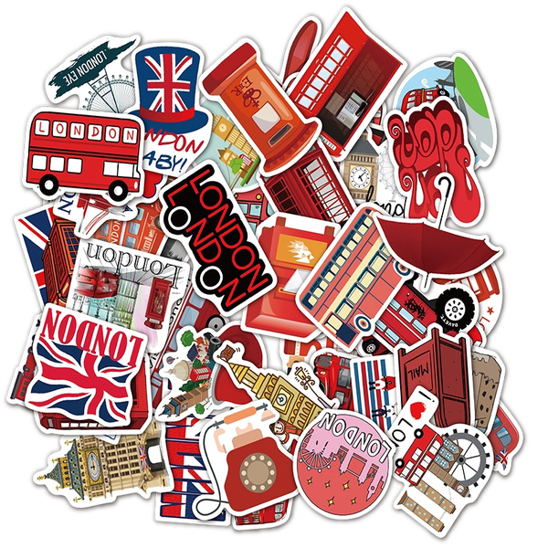 25/50Pcs 1900London Red Bus Retro Waterproof Stickers For DIY Luggage ...