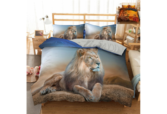 2 Colors 3D Lion Bedding Sets Animal Pattern Duvet Cover Set 2