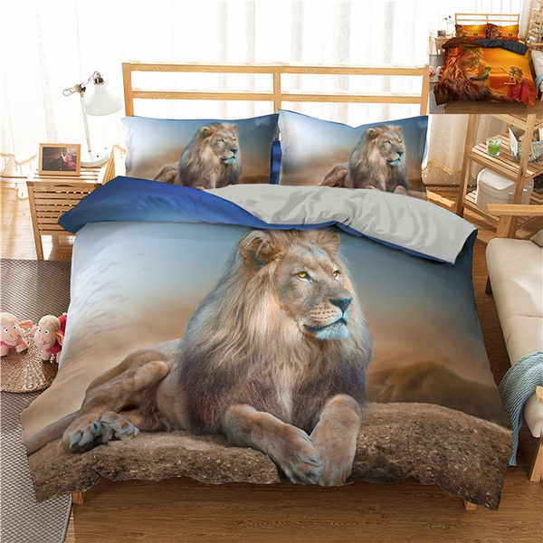 2 Colors 3d Lion Bedding Sets Animal Pattern Duvet Cover Set 3pcs Bed Single Double Twin Full Queen King Size Wish 2 Colors 3d Lion Bedding Sets Animal, Lion King Bedding Set Single