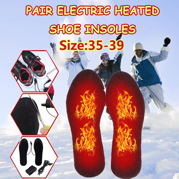 1 Pair Electric Heated Shoe Insoles Feet Heater Foot Winter Warmer 35-39 