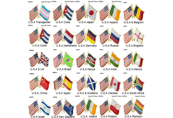 Lapel Pin Cross Flags Finland USA # 2128 