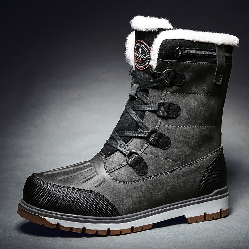 waterproof fur slip on snow boots