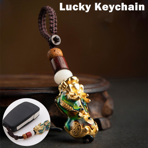 2Pcs/Set Pi Yao/Pi Xiu Porsperity Keychain for Car Bag Key Ring Green, Blue 