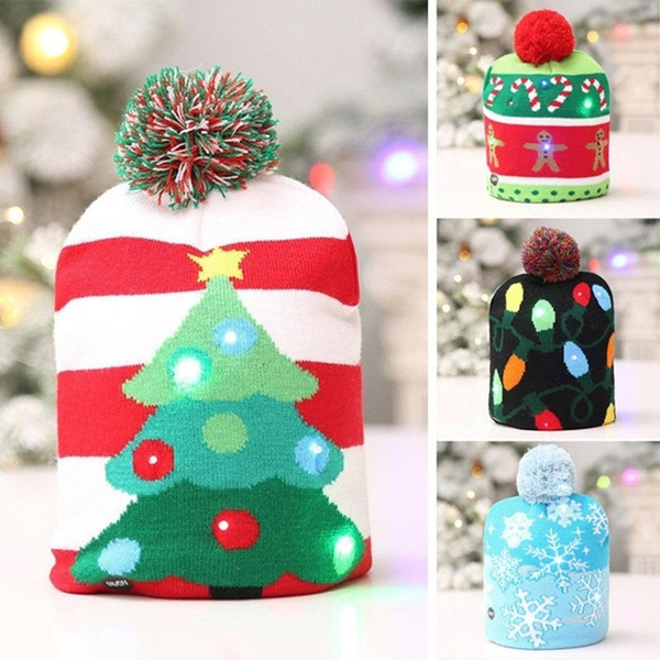 light up christmas tree beanie