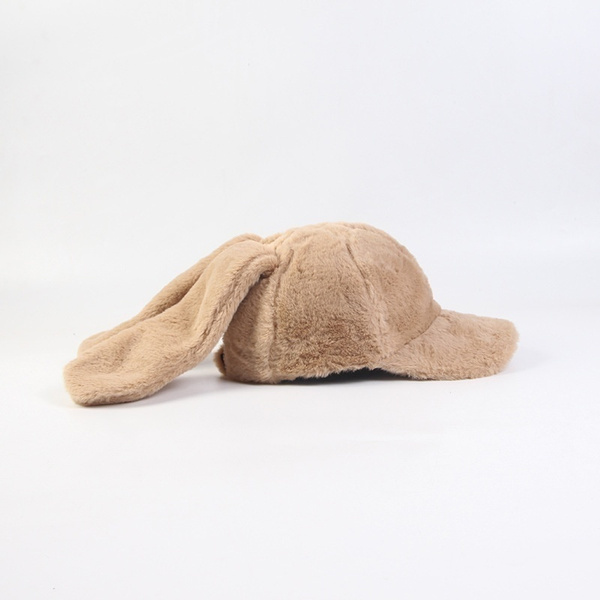 Women Girl Faux Fur Baseball Cap Flat 