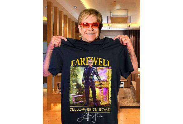 Elton John Farewell Yellow Brick Road signature Men graphic T shirt （S-5XL)