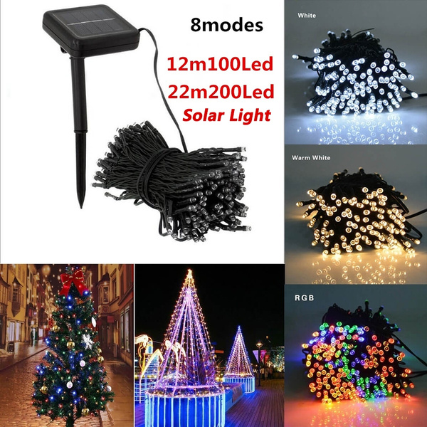 100/200 LED String Solar Light Garden Outdoor Xmas Party Fairy Tree Decor Lamp a 
