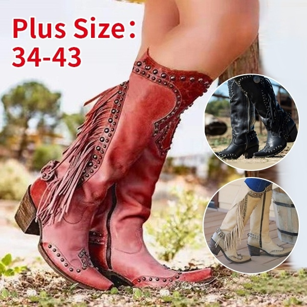Womens Flat Heel Short Boots Cowboy Martin Boots Winter Booties Shoes Plus Size