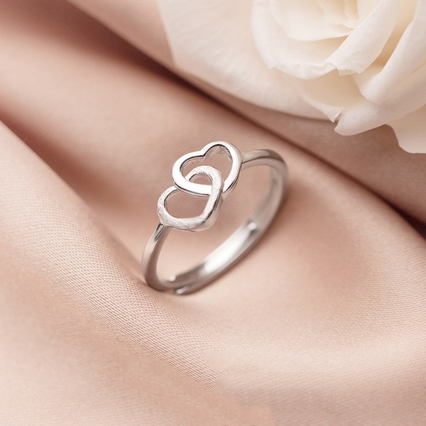 Sweet Pink Heart Women Ring Korean Style Ring Girls Accessory Fashion  Jewelry | eBay