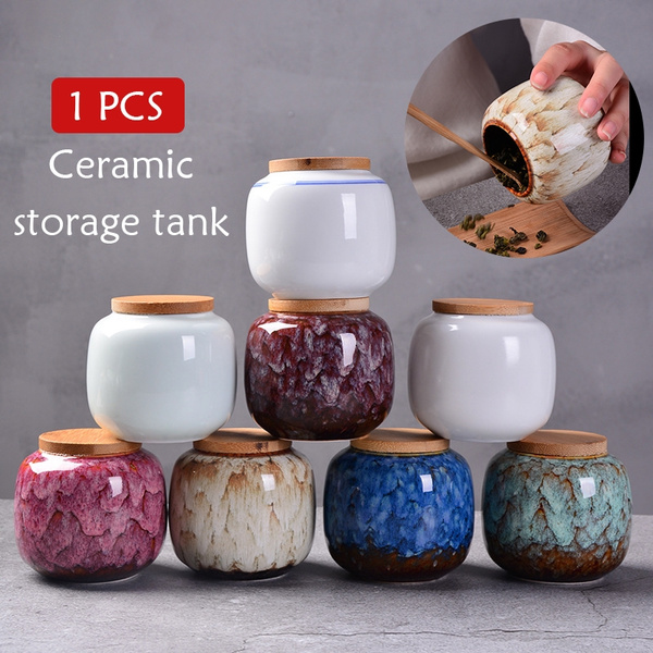 Porcelain Tea Box Kitchen Storage Jar Airtight Smell Proof Container Coffee Tank 