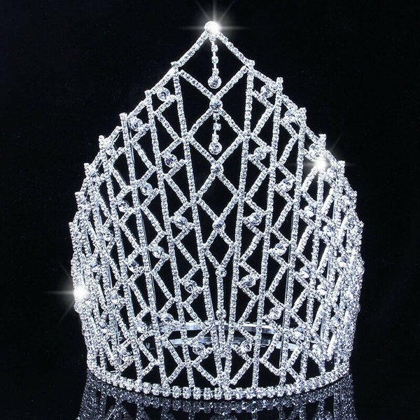 21cm High Large Queen Crystal Wedding Bridal Party Pageant Prom Tiara Crown 