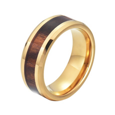 tungstenring, polished, Stainless, gold