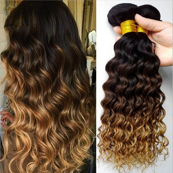 8a Indian Human Hair Deep Wave Hair Bundles 3 Piece Human Hair Weave Guaranteed Dip Dyed Ombre 3tone Color 1b 4 27 Wish