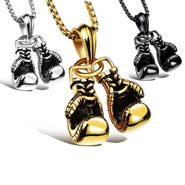 Hip Hop Men Boxing Gloves Necklace Titanium Stainless Steel Sports Strength  Fitness Pendant Necklaces Men Fashion Accessories | Wish