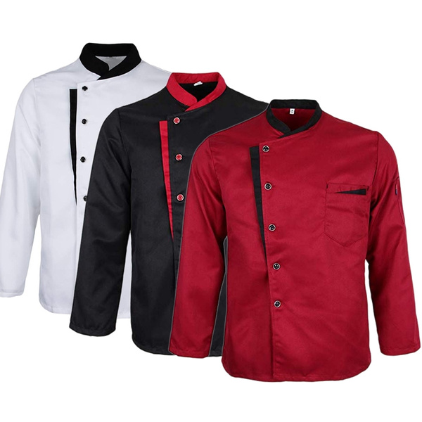 Chef Restaurant Jacket Men Women Long Sleeve Kitchen Cook Coat