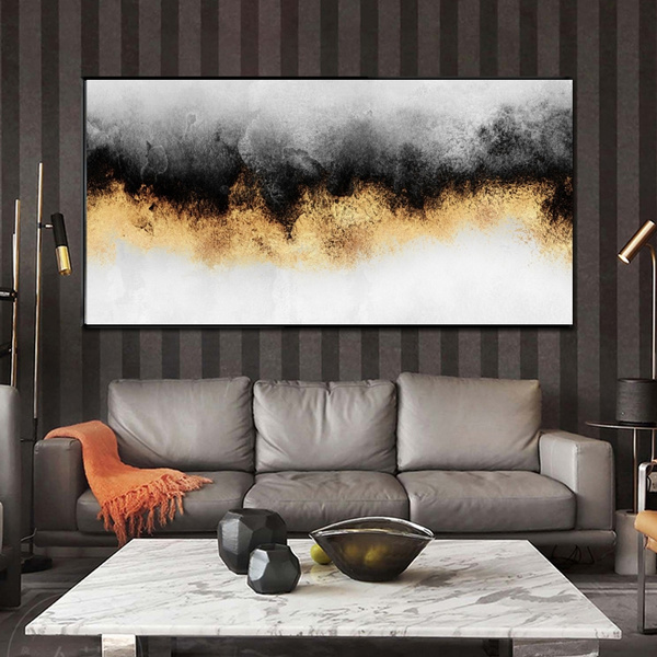 Black And White Abstract Painting Home Decor Art Large Poster & Canvas Pictures 