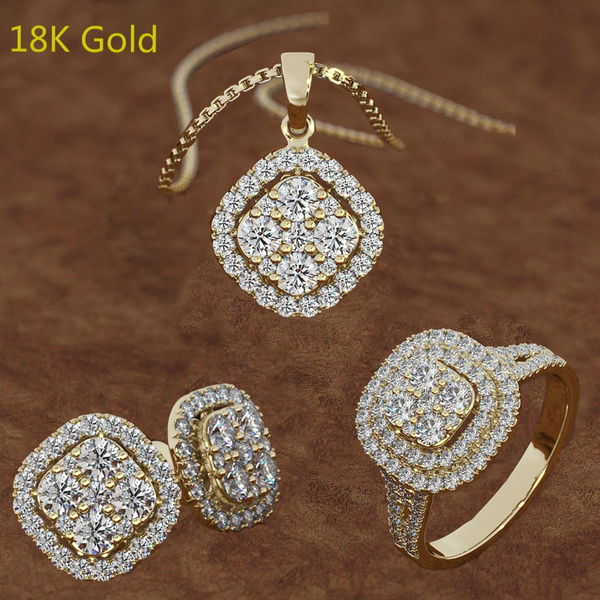18K Gold Diamond Wedding Jewelry 
