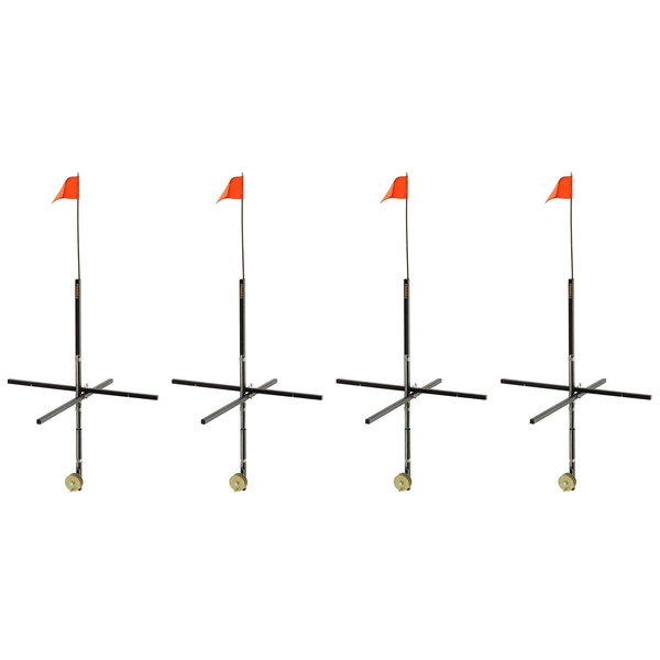 Frabill Deep Snow Ice Fishing Wood Stick Tip Up Trap with 32 Inch Flag (4  Pack)