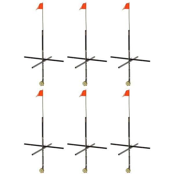 Frabill Deep Snow Ice Fishing Wood Stick Tip Up Trap with 32 Inch Flag (6  Pack)