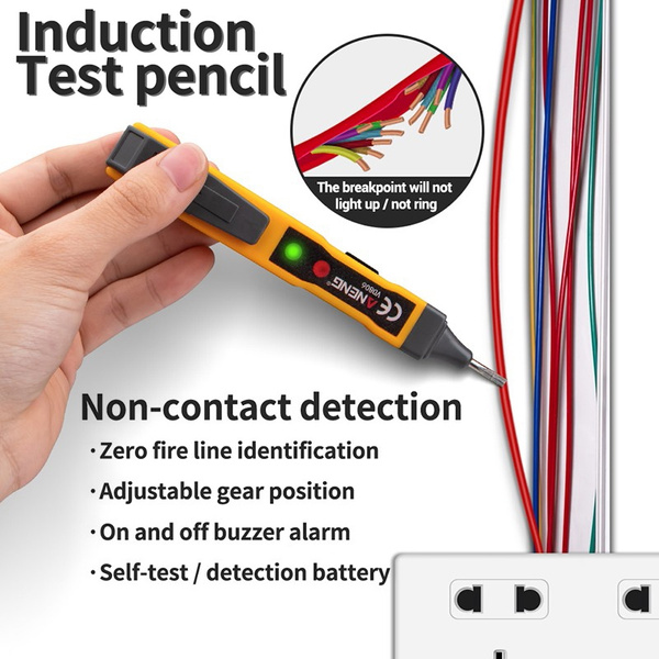 AC/DC Non-Contact Voltage Detector Tester ound Light Alarm Electric Pencil 