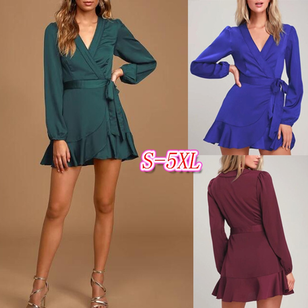 Lilya Emerald Green Long Sleeve Satin 