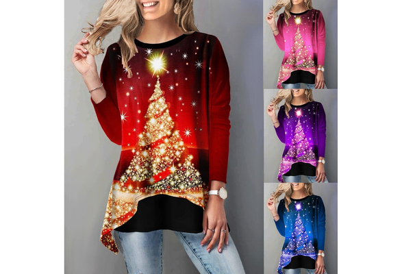 Round Neck Long Sleeve Tops T Shirts 