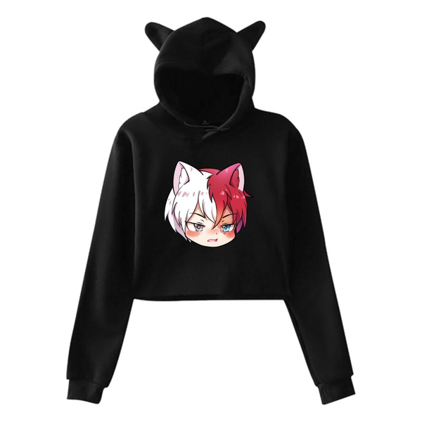 My Hero Academia Boku No Hero Todoroki Shoto Fashion Cat Ear Hoodie Sweater