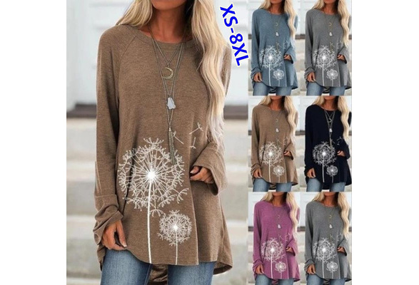 XS-8XL Plus Size Fashion Tops Autumn and Winter Clothes Women's Casual Long  Sleeve Tops Zipper V-neck Pullover Sweatshirts Ladies Solid Color Loose  Cotton T-shirts