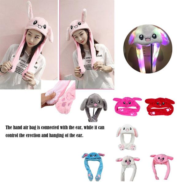 Moving Rabbit Hat Ear Move Hat Funny White Rabbit Hat Animal Winter ...