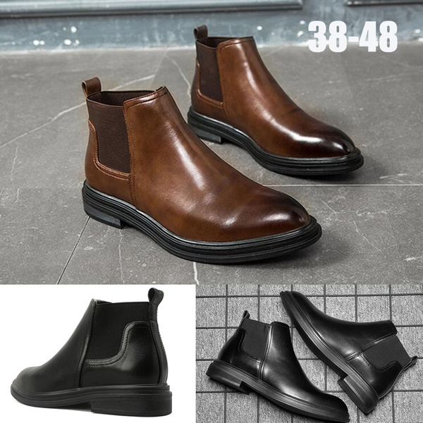 38-48 Mens Dress Shoes Botas Masculinas Pointed Toe Boots Chelsea Boots Business Mens Slip on Boots Shoes Plus Size | Wish