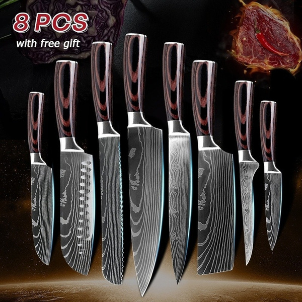 8PCS Kitchen Knives Set ,Stainless Steel Chef Knife Set,Japanese