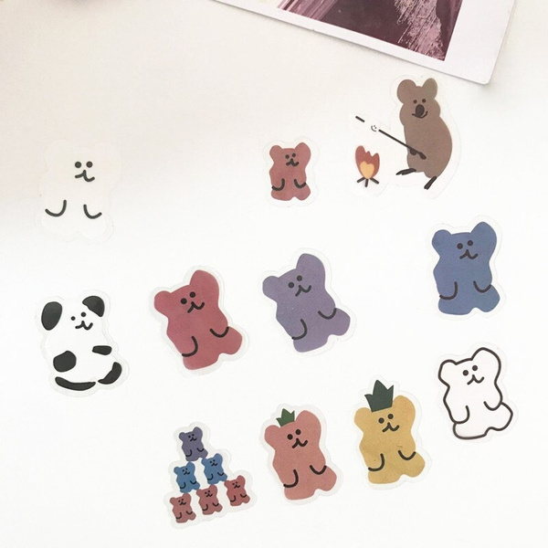1pc cute soft bear pvc decor stickers scrapbooking stick label diary album stickers kawaii korean stationery toy stickers gift wish