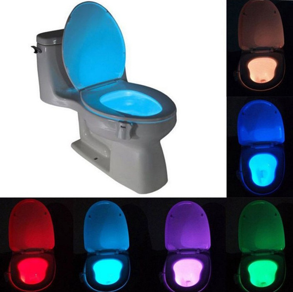 PIR Motion Sensor Toilet Night Light 8 Colors Changing Toilet Bowl