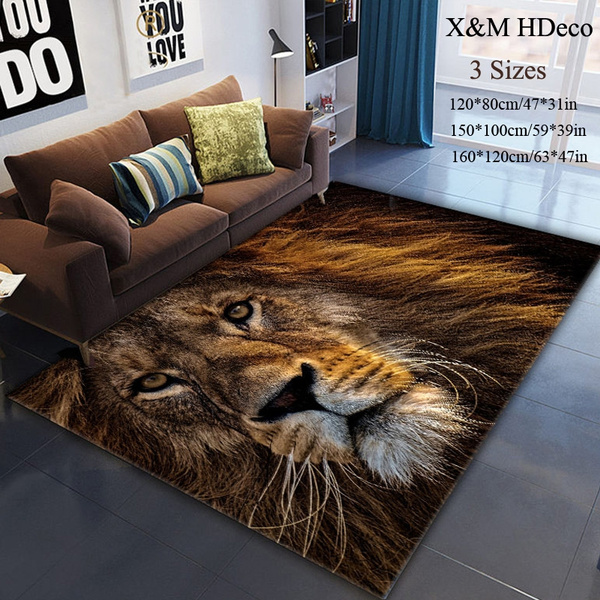 X&M HDeco 3D Lion/Cat/Tiger Carpet for Living Room Bedroom Home 