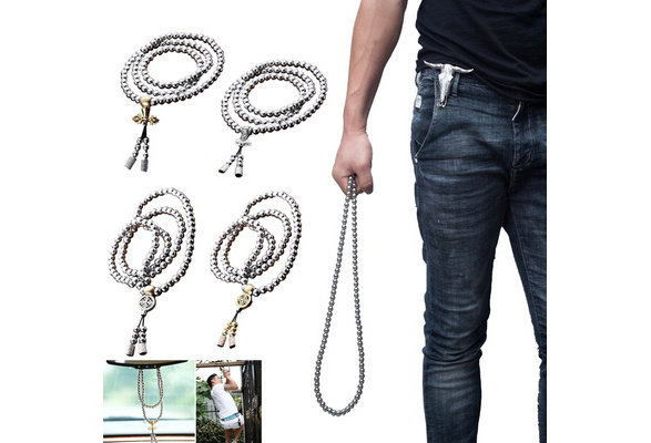 C Outdoor Tactical 108 Buddha Beads Self-defense Hand Chain Necklace Bracelet Full Steel Chain Personal Protection Supplies Self-defense Hand Chain
