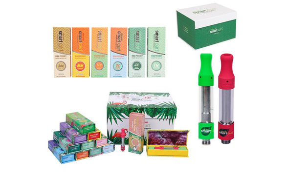 50pcs Smart Bud Cart Organic Premium Vape Cartridges SmartBud SmartCart  1.0ml/0.8ml Glass tank 510 Ceramic Coils Thick Oil Atomizers Vaporizer Carts  Pen