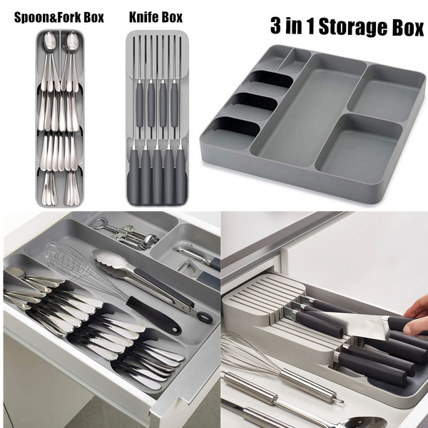 Kitchen Cutlery Storage Tray Knife holder Kitchen Organizer Kitchen Container  Spoon Fork Storage Separation Knife Block Holder