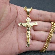 churchjewelry, crucifixnecklace, Men, gold
