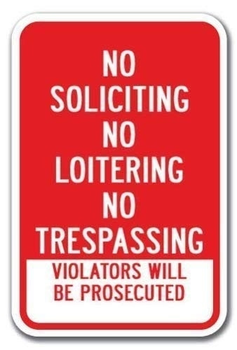 No Soliciting No Loitering No Trespassing Warning Metal Tin Signs for ...