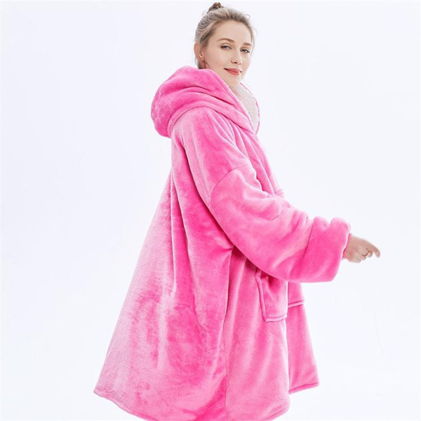 Microfiber Plush Blanket Sweatshirt, Over-Sized Hoodie Blanket, Luxury  Fleece Blanket with Sleeves and Pockets for Men, Women, Children (One Size  Fits All) | Wish