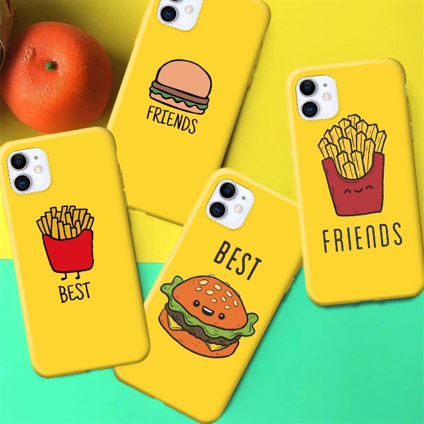 Capa de telefone BFF Melhores amigas entre batatas fritas e hambúrguer Para  iPhone 11 11 Pro Max XS Max XR 7 7 Plus 8 8 Plus 6 6 s 6 Plus 6