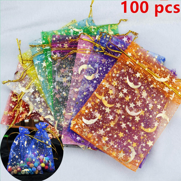 Cheap Organza Bag Wedding Gift Jewelry Packaging Display 100 Pcs