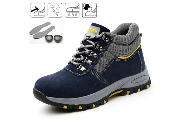 Jabasic Men Safety Boots Steel Toe Industrial Construction Suede Leather Work Shoes